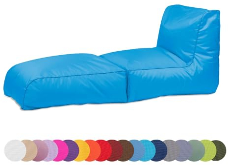 chilly pilley® Sitzsack, Faltbarer Pouf zum Sitzen und Liegen 2 in 1 – mit EPS-Füllung – Riesensitzsack – Kinder & Erwachsene – Outdoor Liegekissen Wasserfest Sitzkissen – viele Farben, hellblau