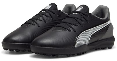 PUMA Unisex Youth King Match TT JR Soccer Shoe, PUMA Black-PUMA White-Cool Dark Gray, 13.5 UK Child