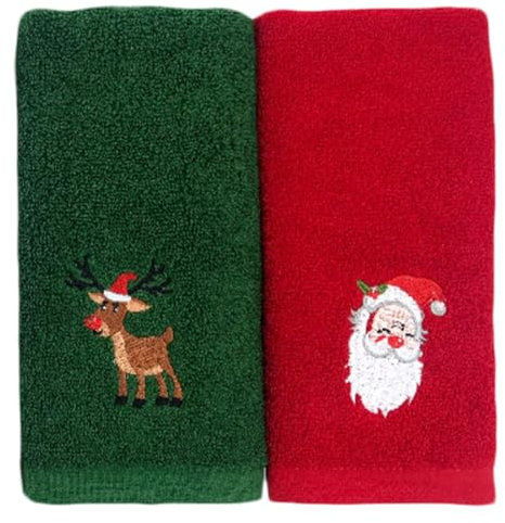 Cabilock 2 Stück Weihnachtshandtuch Grüne Handtücher Weihnachtsdekoration Bling- Grünes Weihnachtshandtücher Weihnachtswaschlappen Weihnachtliche