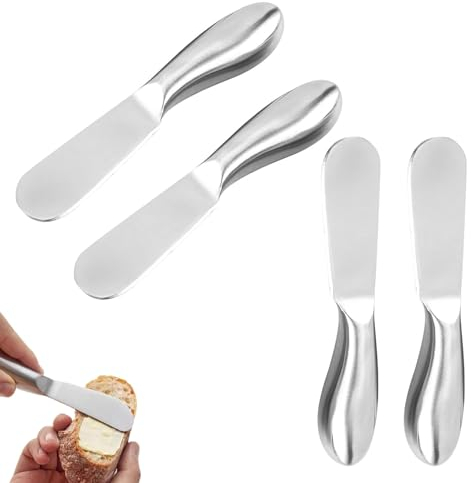 4 Piezas Cuchillo de Mantequilla Cuchillos para Esparcir Queso Pastel Espátula Acero Inoxidable para Pan Tostado Sandwich Desayuno
