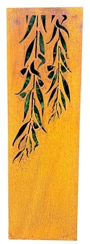 D&L Lasertec Edelrost Sichtschutzwand Metall Ranke oben 160x50 cm inklusive Bodenanker