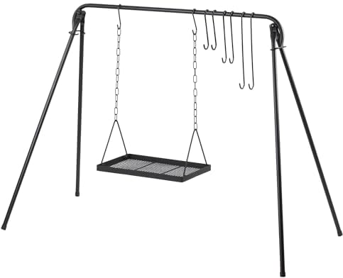 BBQ-Toro barbecue swing | 10 pieces | Barbecue rack with 8 hooks | Cooking stand | Fire pit | Height-adjustable grill plate | swing barbecue | Barbecue set | Hanging stand | Bonfire grill | Fire swing