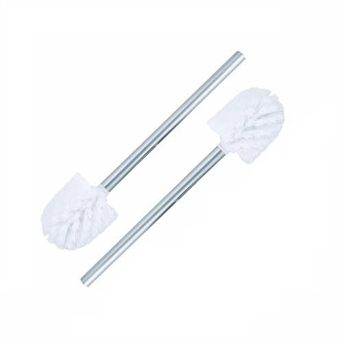 Replacement Toilet Brush Bath Cleaning Brush Non Slip Metal Handle Loo Brush for Bathroom Tough Bristles Long Brush Ideal for Deep Cleaning 35cm Length Toilet Cleaner White Color (2Pc)