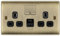 BG Antique Brass Double Socket with USB 12W Type A & Type C USB NAB22UAC12B