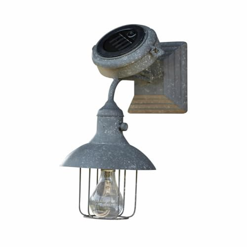 Loberon Solar-Wandlaterne Anniviers, solarbetrieben, handgefertigt, Retro-Charme, Landhaus-Look, Wandleuchte, Außenbeleuchtung, Outdoor, Eisen, antikgrau