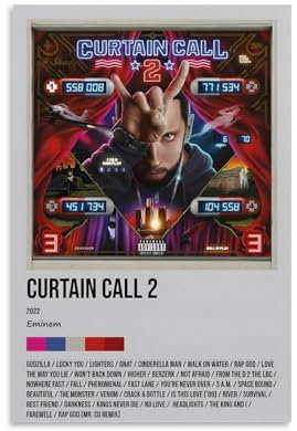 CNXIDTDSE Eminem Vorhang, Anruf, 2 Album-Cover, Musikalbum, Poster, Dekoration, Malerei, Leinwand, Wandposter und Kunstbild, Druck, modernes Zuhause, Schlafzimmer, Dekoration, Poster, 20 x 30 cm,
