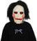 AENEY Scary Saw Mask, Halloween Puppet Jigsaw Mask Horror Full Head with Hair, Creepy Party Cosplay Costume Props (Saw-1)