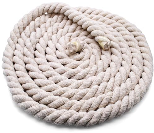 TETEWEVER Baumwollseil Baumwollkordel 20mm 4m Tau Seil Kordelband Dickes Seil für DIY Handwerk Wandhänger Pflanzenhänger Makrame Gartenarbeit