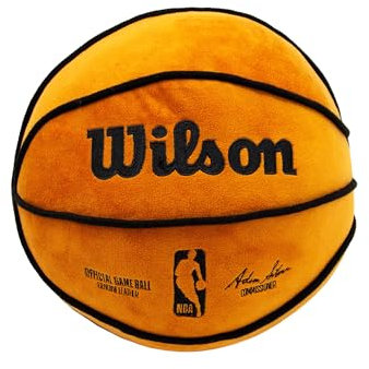 Character World NBA Ballkissen, offiziell Lizenziertes Wilson-Design, rund, superweich, orangefarbenes Basketballkissen, perfekt für jedes Schlafzimmer, auf dem Sofa, 35 x 35 cm
