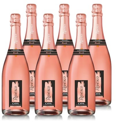 Revesco Brut Rosé – Cava Méthode Traditionnelle - Vin Pétillant d'Espagne Rosé - Lot de 6 bouteilles x 75cl