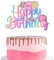 Happy Birthday Cake Topper, Candyland Birthday Cupcake Pick, Colorful Glitter Cake Baby Shower Decoration Sign, Sweet Lollipop Candy Cake Topper for Girls Kids Family Friends