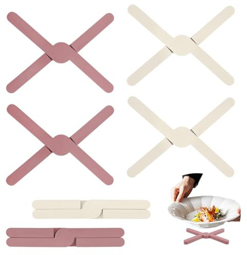 imposyu Silikon Topfuntersetzer Hitzebeständig 6 Stücke Topfuntersetzer Silikon Untersetzer Topf Zusammenklappbar Hitzebeständiger Untersetzer für Töpfe Heiße Pfannen