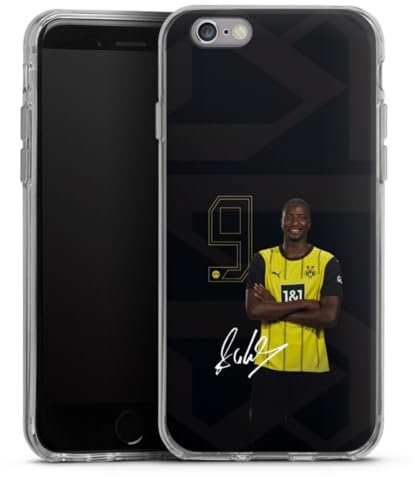 Silikon Hülle kompatibel mit Apple iPhone 6 Case transparent Handyhülle BVB Borussia Dortmund Serhou Guirassy