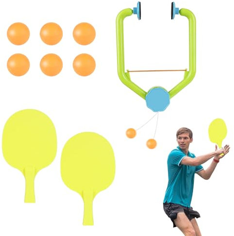 Hängender Tischtennis Trainer Set Tür Ping Pong Spiel für Türrahmen mit 2 Schläger und 6 Bälle Hängendes PingPong Set Verstellbarer Door Ping Pong Game Door HäNgendes Ping Pong BäLle Spiel