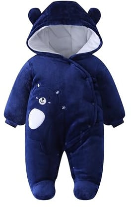 Baby sparkdräkt med huva fleece snödräkt tecknad jumpsuit höst vinter kläder för 0-12 månader