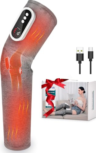 Onherm Kabellose Beinmassagegerät, Massagegerät für Beine, Waden und Oberschenkel, Luftkompression Massagegerät mit Akku, 3 Intensität und 3 Heizstufen für die Durchblutung