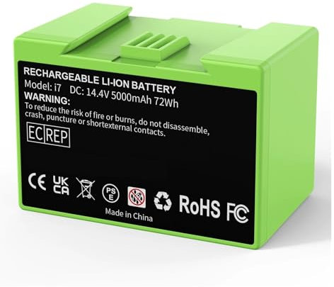 Yhytgbhk Batteria di Ricambio for iRobot Roomba I7 5000mAh 14,4V for aspirapolvere Serie I3 I4 I5 I6 I7 I8 J7 E5.(1Pcs 5000mAh)