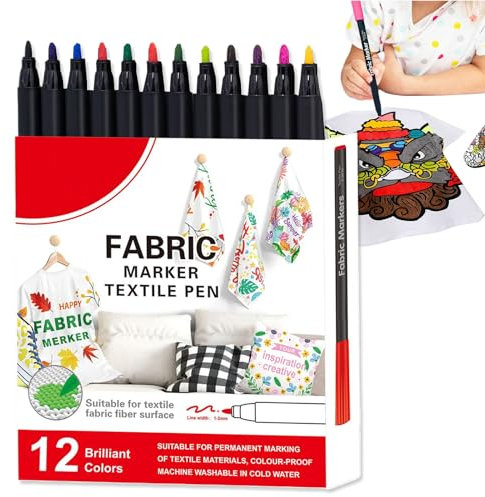 Genérico Rotuladores Para Tela - 12/24 Colores,Pintura Lavable para Hogar Exterior Lavandería Zapatos Cerámica Graffiti Bolsas Tela de Poliéster