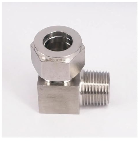 Fit Tube O/D 8mm -3/8 BSPT Elbow 304 Stainless Ferrule Pneumatic Air Compression Fitting
