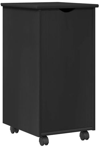 vidaXL Rollschrank Mit Rad Schwarz 34 x 39 x 65,5 cm Massivholz Kiefer, Stylischer Minimalistischer Rollschrank, praktische Aufbewahrungslösung, Kiefernholz, modernes Wohnzimmermöbel