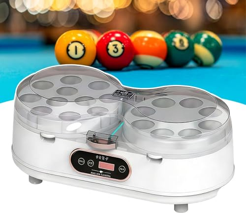 Automatischer Pool-Ball-Polierer, 16-Ball-Billard-Reinigung mit Smart-Touch-LCD und Sprachführung, Pool-Ball-Reiniger für Billard und Snooker-Bälle White