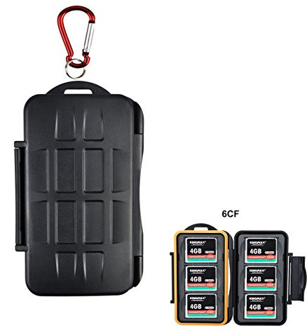 LXH 6 Slots Portable Holder Durable Waterproof Anti-shock Storage CF Compact Flash Memory Card Case Protector Cover Cartridge Water-proof and Anti-dust Keeper With Carabiner For 6CF