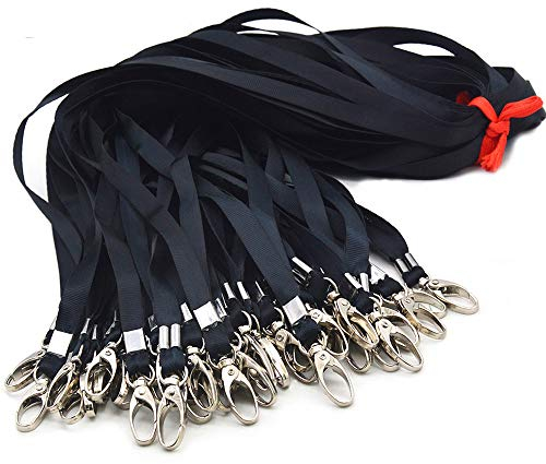 Antspirit Schlüsselbänder für Ausweise/Namensschilder, Nylon, flaches Umhängeband, drehbarer Clip, langlebig, gewebt, Herren, Damen, Büro, 50 Stück 50 Schwarz