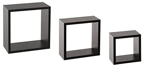 5 five simply smart 3 kleine wandregale fixy würfel schwarz - Set aus 3 schwarzen, würfelförmigen Wandregalen, MDF, Maße B. 15 x T. 9 x H. 15 cm L. 20 x T. 9 x H. 20 cm L. 25 x T. 9 x H. 25 cm