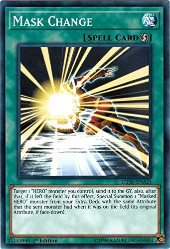 YU-GI-OH! - Mask Change - LEHD-ENA21 - Common - 1. Edition - Legendärer Helden-Deck - Destiny Hero Deck - Anime Sammelkartenspiel - 1 Stück