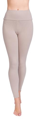 Soft Sail Damen Leggings, hohe Taille, Bauchkontrolle, weiche Baumwolle Gr. 44, beige