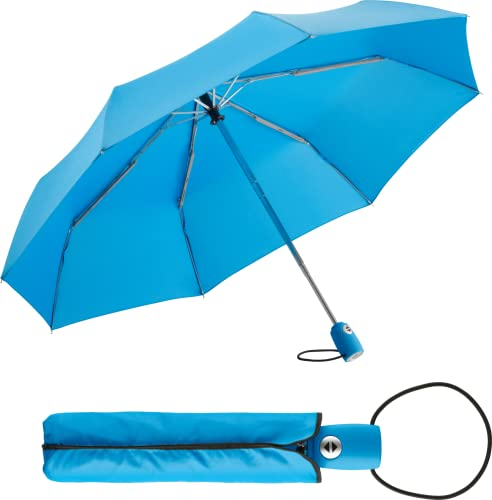 FARE Regenschirm (cyan) - öffnet & schließt automatisch - kompakt, windsicher, sturmfest & wasserabweisend - stabiler Taschenschirm - Perfekter Begleiter für Damen und Herren