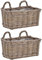 Set / 2 Rattan Balkonkorb Grau Pflanzkorb mit Folie Balkonkasten zum Aufhängen Pflanz-Topf Wand Korb Balkon (40cm)