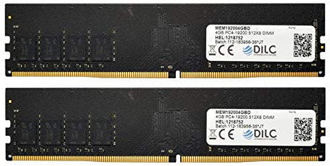 DILC, RAM DDR4 DIMM 4GB, 2 memorias RAM para ordenador fijo, 2400 MHz, PC4-19200 (288 pines), Single Rank, compatibles con placa base Intel o Amd, Perfomance Elevate, garantizadas por vida, 2 unidades