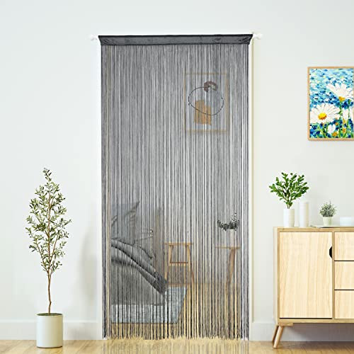 YaoYue Fadenvorhang, Türvorhänge, Boho, Hippie, hängende Terrasse, Quasten, Raumdekoration, Schlafzimmer, Wand, Fenster, Schrank, Küche, Wohnzimmer, Fransen-Trennwand, Waschküche (100 x 200 cm, Grau)