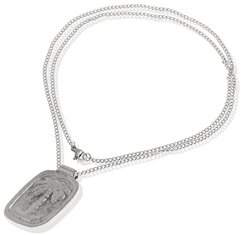 Made by Nami Herren Halskette mit Anhänger - 60 cm Herren Silber-Kette aus Edel-Stahl - Coole Herren Kette - Handmade Glieder-Kette - Männer-Kette - Surfer-Schmuck Surf Style (Silber Palme)
