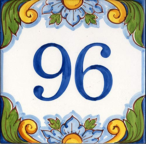 CEAR ceramiche - Targa Numero Civico in Maiolica, Autentica Ceramica Siciliana di Caltagirone, Fatto a Mano con la Qualità delle Ceramiche Siciliane Caltagirone