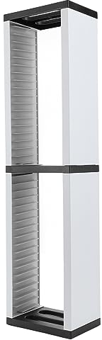 ASHATA ABS CD/DVD Storage Rack, 36 Game Disk Holder, PS5/Switch, Black, Medium, Slatted Shelf