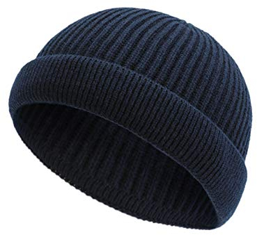 Marhatter Dockermütze Fischermütze Beanie Strickmütze Wollmütze Herren Mütze Gestreift (10944 Navi)