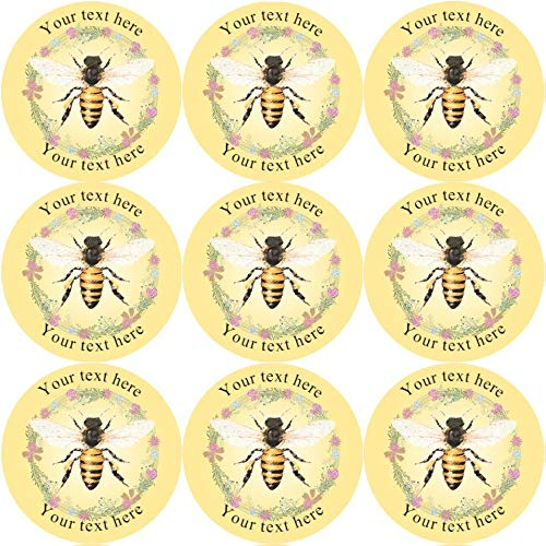 144 Personalised Honey Bee 30mm Glossy Stickers Home Crafting Gift Packaging Seal Labels