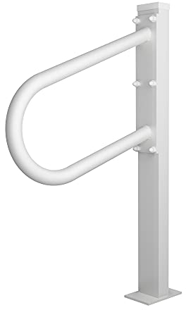 Metall Handlauf Handlaufbügel Haltebügel Treppenbügel Haltegriff Stützgriff - für Treppen Treppenhaus Treppengeländer Eingang Pool Haus Garten (Länge - 80 cm, Weiß)