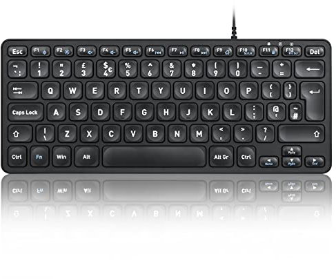 Perixx PERIBOARD-432 Wired USB Keyboard, Slim Design with Big Font Keys, UK QWERTY