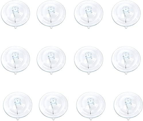 12pcs crochets d'aspiration transparents crochets décoratifs avec ventouses et crochets en métal adaptés aux carreaux de miroir en verre crochets de serviette de cuisine de salle de bain (60 mm)