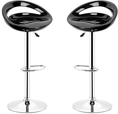 homewell Barhocker 2er Set, Sitz aus ABS-Kunststoff, Metall Basis aus Edelstahl, Essensstuhl für Patio Bar Drehbare Barhocker Höhenverstellbar 55 bis 75 cm (2er schwarz)