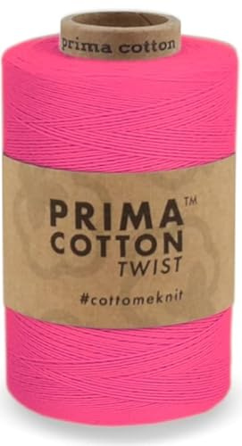 fuwi Prima Cotton Twist Baumwollgarn 0,8 mm - Mattes Häkel- & Strickgarn aus 100% Baumwolle, nicht mercerisiert - Für Spitzen, Tischdecken, Traumfänger & Weben, 1000 Meter (0013 - Pink)