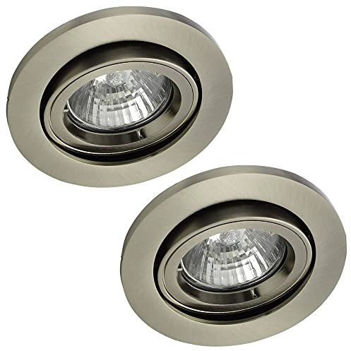 LITECRAFT Recessed Downlights Fire Rated Tiltable Spotlights - (Satin Chrome, Pack of 2)