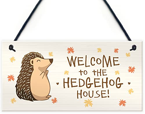Welcome Hedgehog Sign Hanging Garden Shed Plaque Hedgehog Gift Family Home Decor Plaque