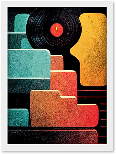 Doppelganger33 LTD Retro DJ Decks Vintage Style Abstract Turntable Print Artwork Framed Wall Art Print A4