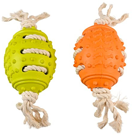 duvoplus, Eco Gummi Rugbyball Bambus/Reis + Baumwolle, 28 x 9,3 x 9,3 cm, Spielzeug, Hund