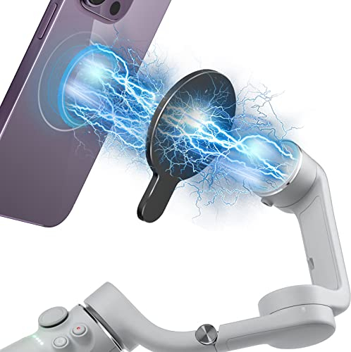 imluckies Anneau Support Magnétique pour Téléphone Portable Compatible avec DJI Osmo Mobile 7P 7 / Om 6 / Om 5 / Om 4 SE/Om 4, Stabilisateur de Cardan Support pour Magsafe Accessoires, Noir