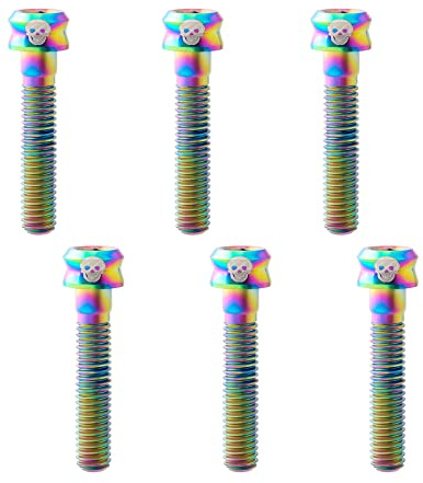 6 Stück Fahrrad Scheibenbremse Schrauben, Titanlegierung Bremsscheibenchrauben Schraube mit Unterlegscheiben Fahrradteile (Regenbogen,M6x30mm)